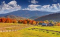 Colorful autumn landscape in mountain village Royalty Free Stock Photo