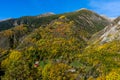 Colorful autumn landscape in the mountain village. French Alps in the autumn, Europe. Royalty Free Stock Photo