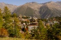 Colorful autumn landscape in the mountain village. French Alps in the autumn, Europe. Royalty Free Stock Photo