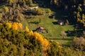 Colorful autumn landscape in the mountain village. French Alps in the autumn, Europe. Royalty Free Stock Photo