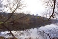 Colorful autumn landscape reflection in calm lake. Royalty Free Stock Photo