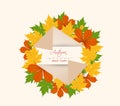 Colorful autumn leaves on a old paper retro Royalty Free Stock Photo