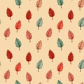 Colorful autumn leaves seamless pattern. Hand drawn vector illustration Royalty Free Stock Photo