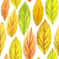 Colorful autumn leaves seamless pattern. Watercolor painting texture. Vector illustration Royalty Free Stock Photo