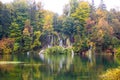 Colorful autumn in the national Park Plitvice lakes. Beautiful view on the waterfalls in Plitvice National Park, Croatia. Royalty Free Stock Photo