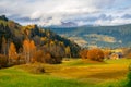 Colorful autumn rural landscape in the mountain village Royalty Free Stock Photo