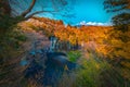 Colorful Autumn Season and Mountain Fuji  at Shiraito Waterfall in Fujinomiya , Shizuoka, Japan Royalty Free Stock Photo