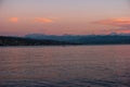 Colorful autumn sunset over lake Zurich Switzerland alps in the background Royalty Free Stock Photo