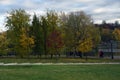 Autumn trees in Tsaritsyno park in Moscow. Royalty Free Stock Photo