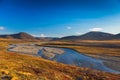 Colorful autumn tundra and river Amguema Arctic Royalty Free Stock Photo