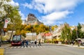 Colorful autumn view of Old Quebec City and Frontenac Castle in Quebec, Canada