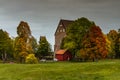 Colorful autumn at the viking burial site in Old Uppsala, Sweden