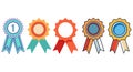 Colorful Award Ribbon Rosette Vector Set Flat Badges Royalty Free Stock Photo