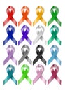 Colorful awareness ribbons