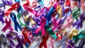 colorful awareness ribbons on white surface Royalty Free Stock Photo
