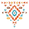 Colorful aztec ornament on white geometric ethnic illustration, vector