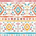 Colorful aztec ornament on white geometric ethnic illustration, vector