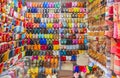 Colorful Babouche slippers - Traditional Moroccan footwear at the bazaar in Marocco Royalty Free Stock Photo