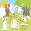 Colorful baby bunnies vector art