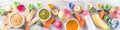 Colorful baby food puree Royalty Free Stock Photo