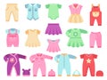 Colorful baby girl clothes vector set