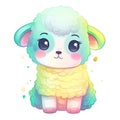 Colorful baby lamb sitting illustration. Cute baby sheep collection. Colorful baby lamb set illustration with cute eyes and