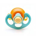 Colorful Baby Pacifier with Dual Handles Isolated on White. Generative ai Royalty Free Stock Photo