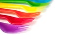 Colorful baby plastic forks on white background Royalty Free Stock Photo