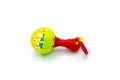 Colorful baby rattle. Shaker sound baby toy on white background Royalty Free Stock Photo