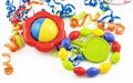 Colorful Baby Rattle and Teething Ring Royalty Free Stock Photo