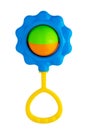 A colorful baby rattle on a white background. Isolate. Royalty Free Stock Photo