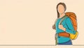 Colorful back packer with continuous one line style, Generative AI Royalty Free Stock Photo