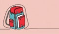 Colorful back packer with continuous one line style, Generative AI Royalty Free Stock Photo
