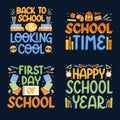 colorful back school lettering set vector design illustration