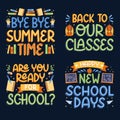 colorful back school lettering set vector design illustration