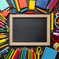 Colorful Back to School Background with Books, Pencils, and Educational Elements Royalty Free Stock Photo