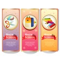 Colorful back to school banner collection with school stationary