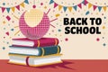 Colorful back to school celebration with books and festive decorations Royalty Free Stock Photo