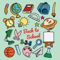 Colorful back to school doodle set vector