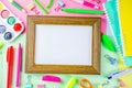 Colorful back to school stuff background Royalty Free Stock Photo