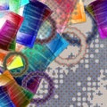 Colorful abstract textured geometric scarf design Royalty Free Stock Photo