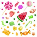 Colorful background with candies, caramel, marmalade, ice cream