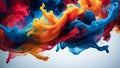 Colorful background,Colors ink splashing in water isolated on black background,White, blue and red watercolor ink in water Royalty Free Stock Photo