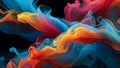 Colorful background,Colors ink splashing in water isolated on black background,White, blue and red watercolor ink in water Royalty Free Stock Photo