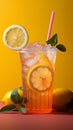 A colorful background complements a zesty lemonade cocktail in a plastic cup Royalty Free Stock Photo