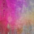 Colorful background with cracks and grunge texture design, old vintage abstract distressed design in pink purple gold and white co Royalty Free Stock Photo