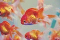 Colorful background with Goldfishes in aquarium tank