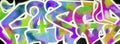 Colorful background of graffiti painting artwork with bright aerosol strips on metal wall Royalty Free Stock Photo