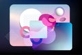 Colorful background. Holographic gradient in surreal space, spherical geometric shapes. Vector