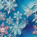 Colorful background with paper texture, colorful and stylized snowflakes, watercolor art style - Seamless texture tiles